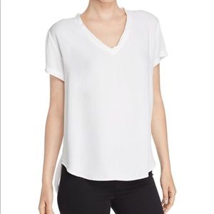 Bella Dahl White V-neck Woven Tee